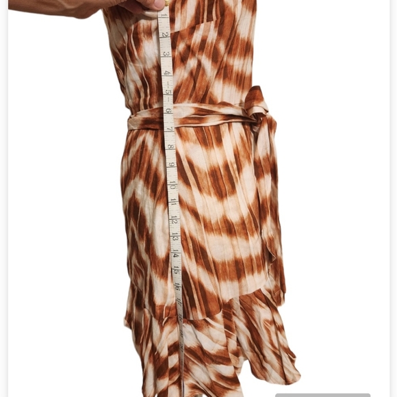 Banana Republic one-shoulder mini belted dress sz 4 hem 24" autumn orange - Picture 5 of 8